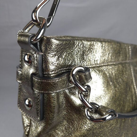 Coach Brooke Hobo‎ Bag Metallic Gold Leather F17165 Slouchy Shoulder Purse Y2K - Picture 13 of 16